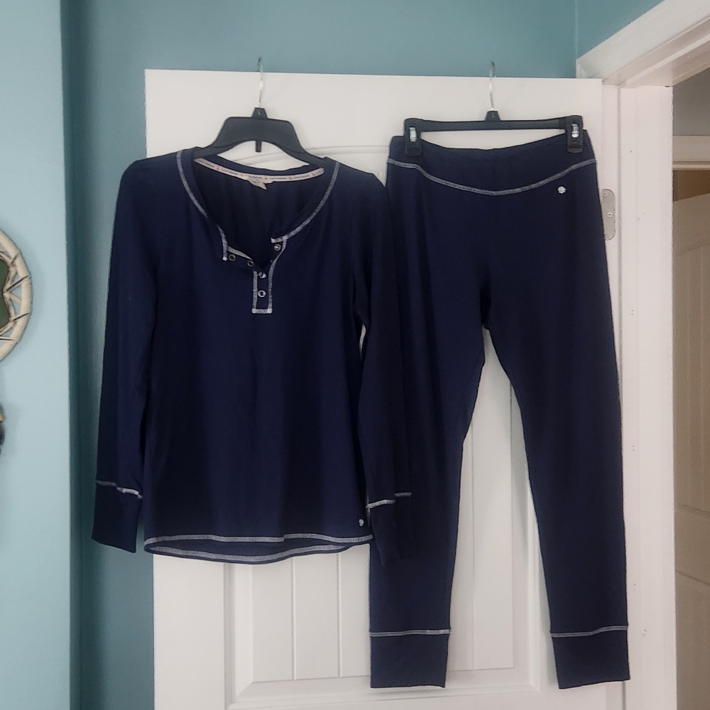 Lucky Brand Navy Pajama Set with White Trim
